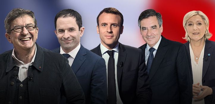 Hamon, Fillon, Le Pen, Melenchon, Macron - 2017