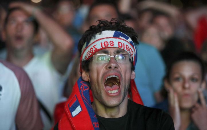 France fans react during the EURO 2016 soccer match in Marseille