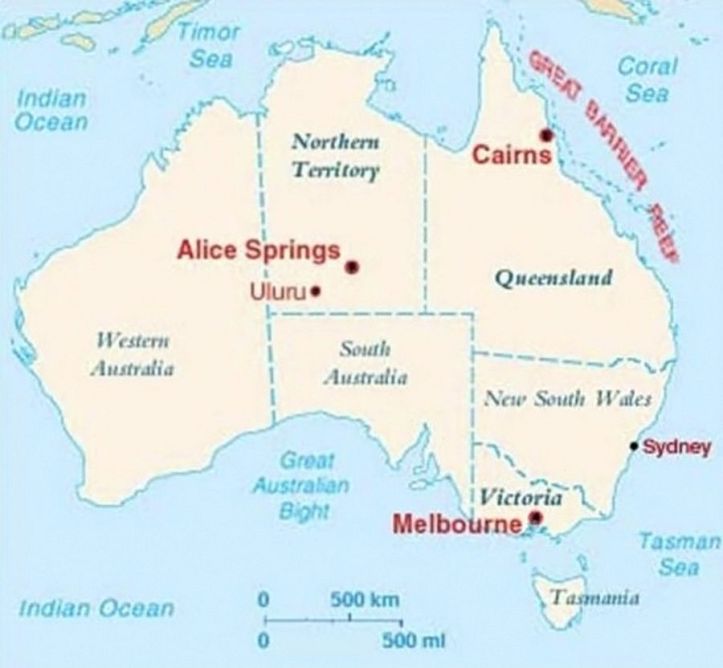 Uluru - Ayers rock - Australie - Map - Carte