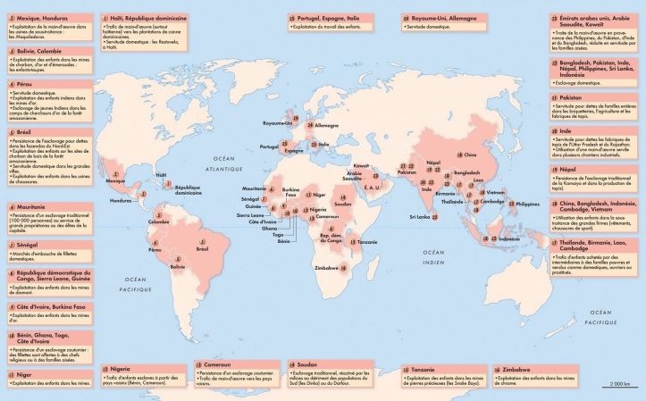 Esclavagisme moderne - Carte - Map