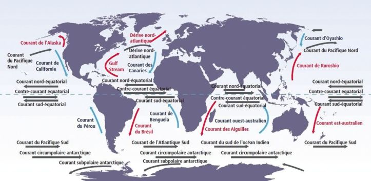 Carte des courants marins