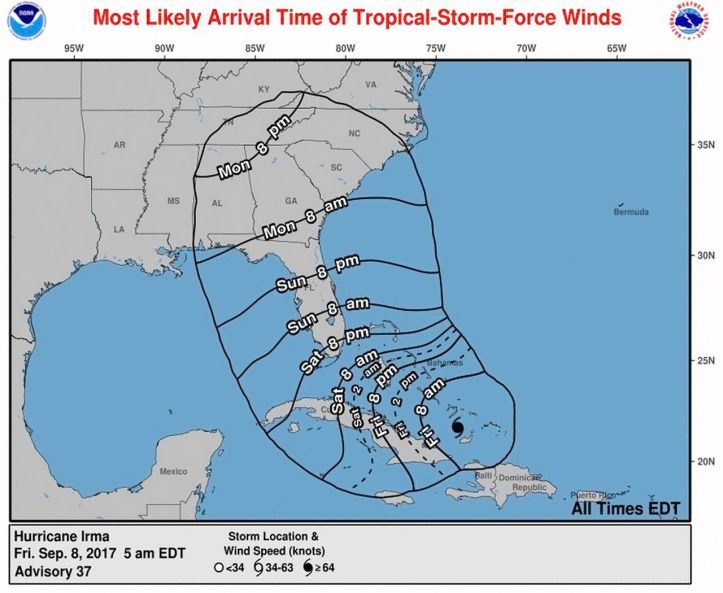 Ouragan Irma - Hurricane - Projection prévisionnelle - 3