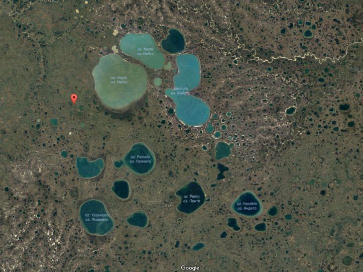 Péninsule de Yamal - Gouffres - Google Earth - Sibérie