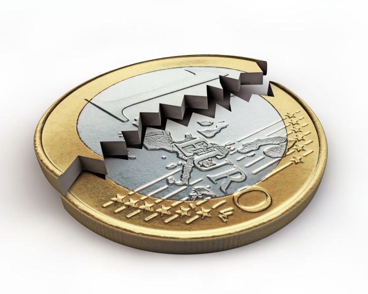 Pièce euro brisée - Crise financière