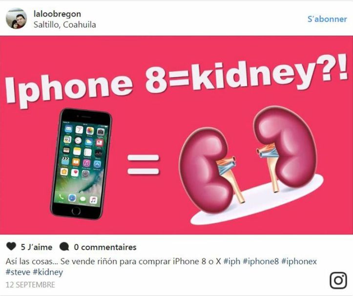 Iphone 8 - Vente organe - Instagram