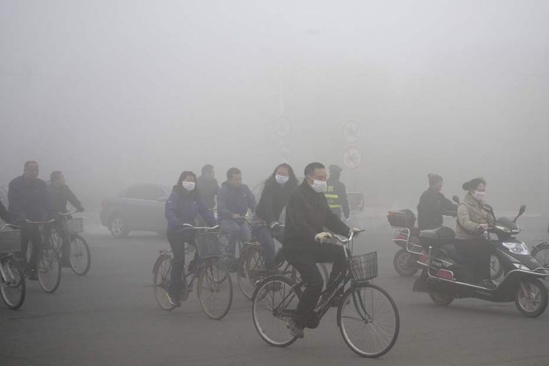 Pollution - Chine - Vélo - Maque