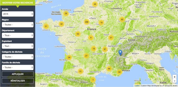 Andra - localisation des déchets radioactifs en France