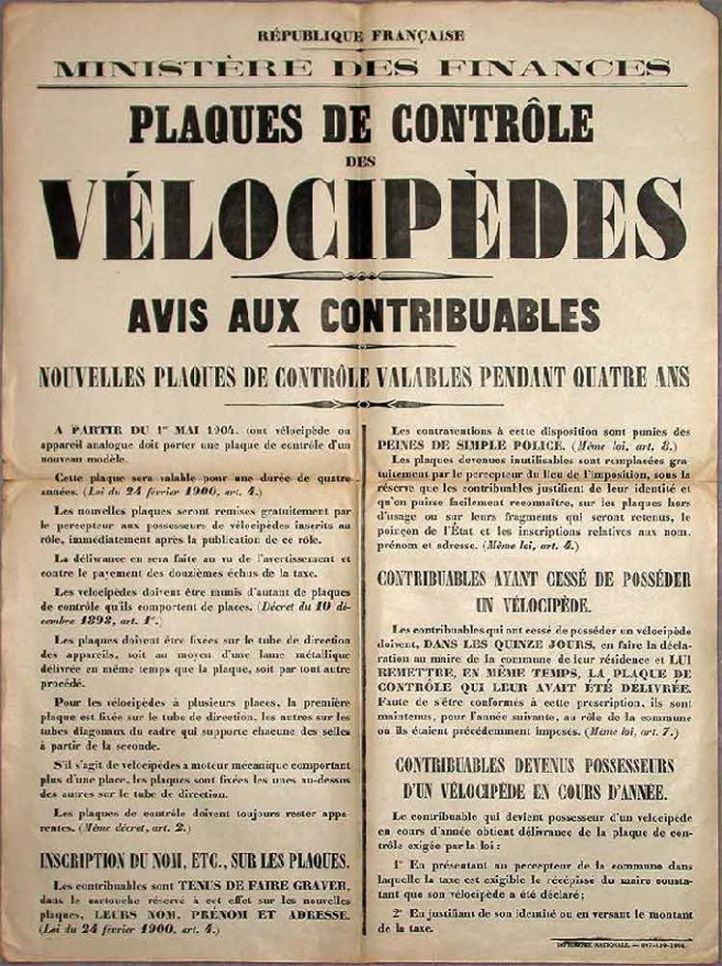 Ministères des finances - 1893 - Vélo