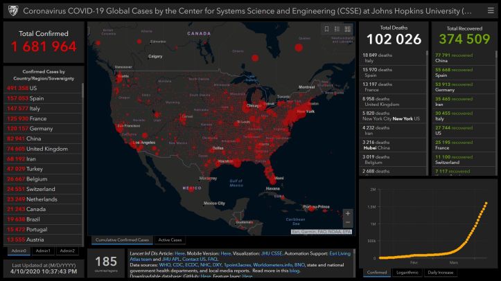 Coronavirus – USA Map – 10.04.20 – 10.37 pm